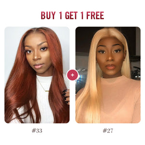 BOGO Sale, 4*4 Closure Wig, Straight Colored Wig 180%