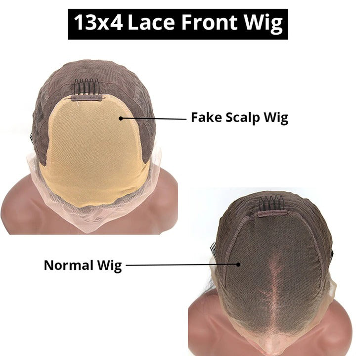 Cexxy Hair Natural Wave 13X4 Fake Scalp Wig Virgin Hair Invisible Knot Lace Front Wig