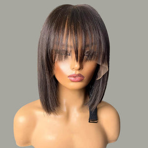 BANG STRAIGHT BOB WIG SHORT HUMAN HAIR WIGS 13*4 PRE-PLUCKED HAIRLINE