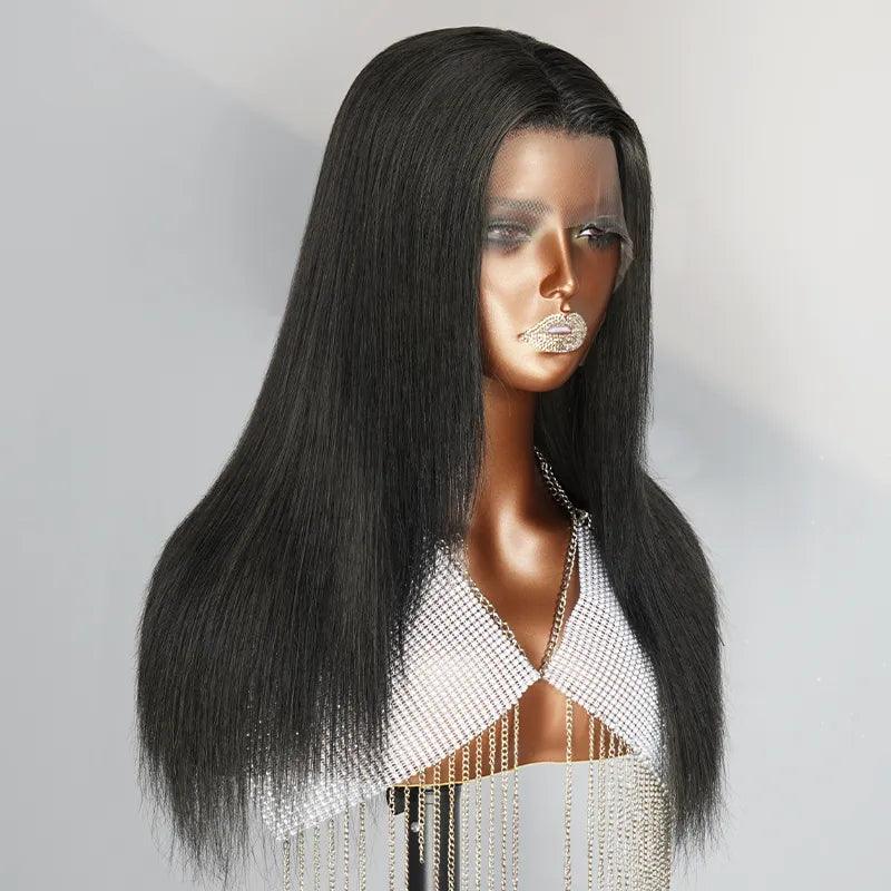 13x4 Retro Pencil Gray Color Lace Frontal Human Hair Wig - SHINE HAIR WIG