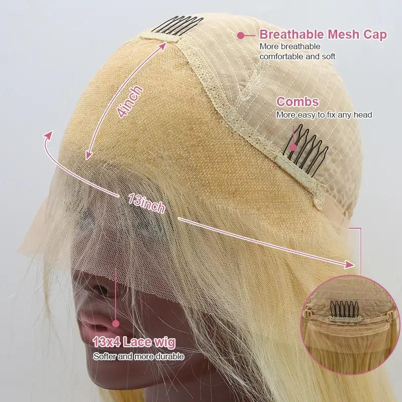 13x4 Shimmering Blonde&Gray Mix Color Lace Frontal Human Hair Wig - SHINE HAIR WIG