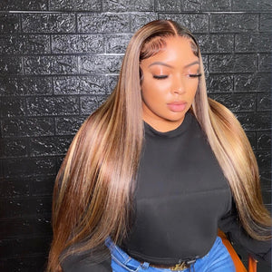 Hot Selling #4/27 Piano Highlight Color Straight 13x4 4x4 Lace Wigs Virgin Hair Wigs