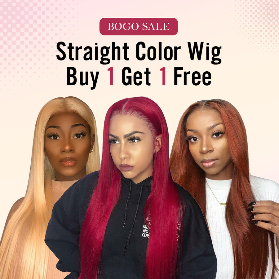 BOGO Sale, 4*4 Closure Wig, Straight Colored Wig 180%
