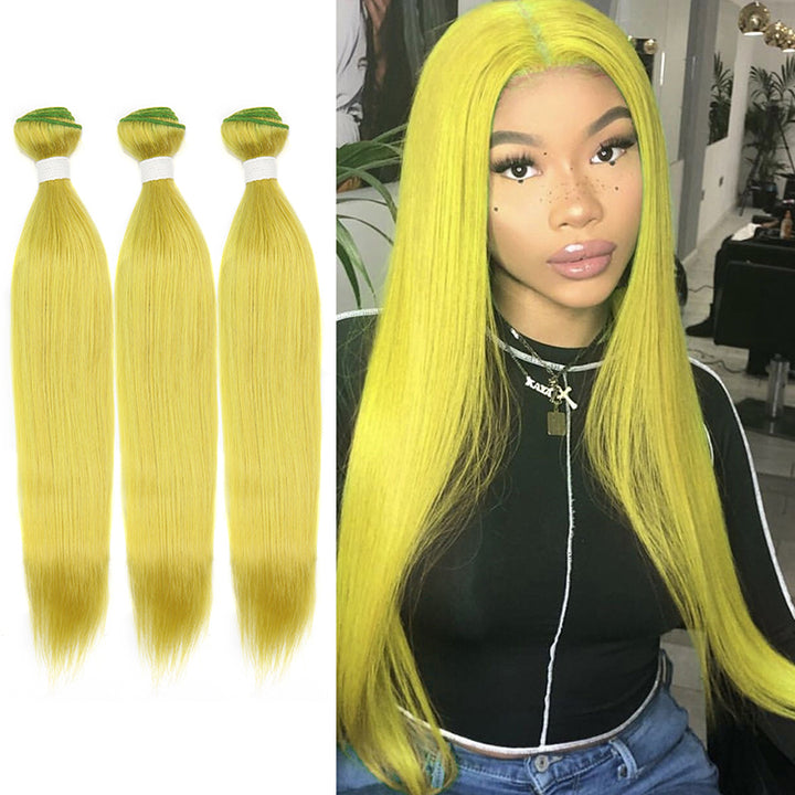 Cexxy Virgin Hair Green Colored Hair Extension Straight Bundle Deal