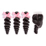 CEXXY Popular Series Transparent 4*4 Closure + 10A Brazilian Virgin Hair Loose Wave 3 Bundles