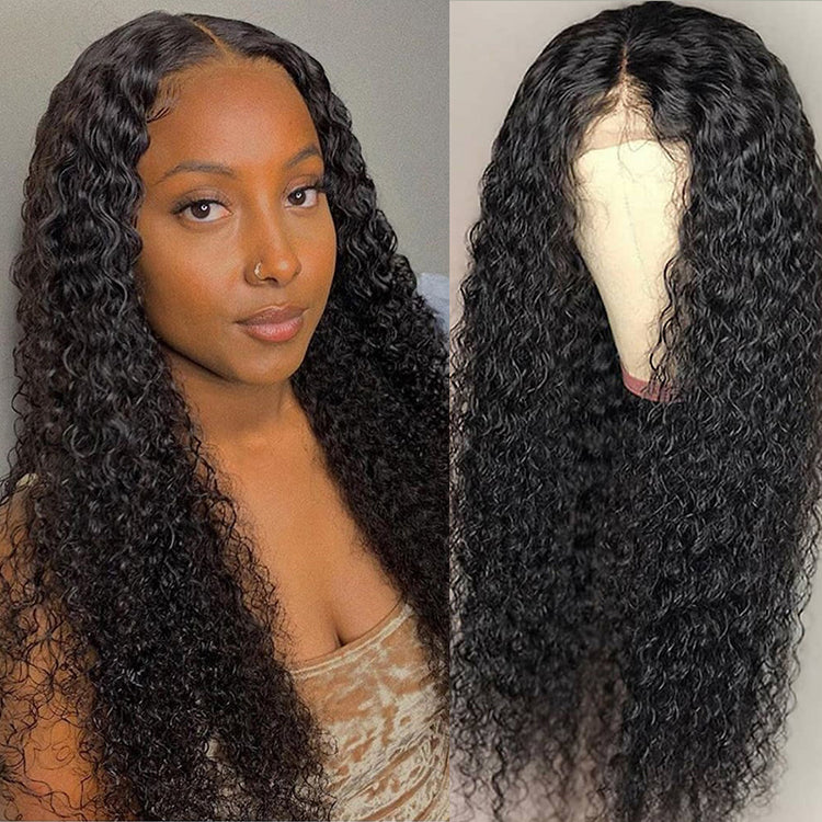 Cexxy Hair Curly Deep Wave 13X4 Fake Scalp Wig Virgin Hair Invisible Knot Lace Front Wig