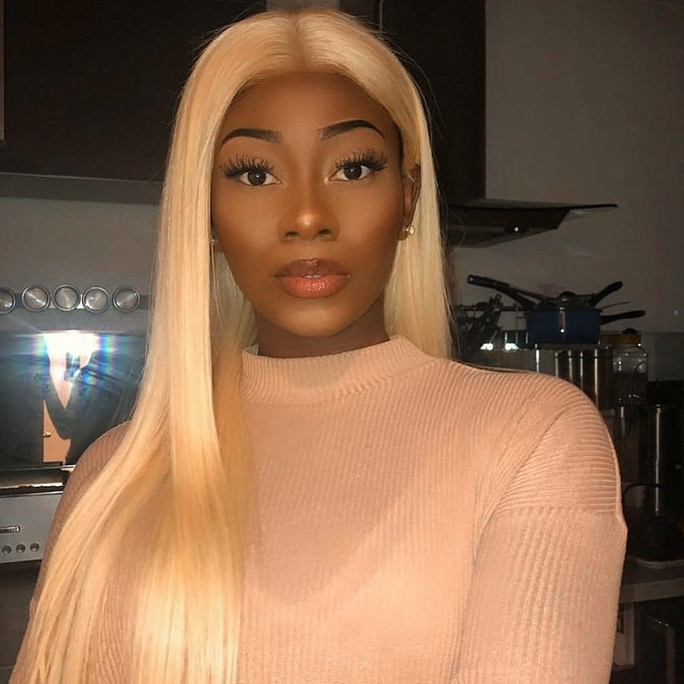 #27 Blonde Colored Straight Human Hair Lace Wig 180% Density