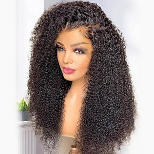 360 Kinky Curly Lace Frontal Wig Pre-Plucked 100% Virgin Human Hair Wigs
