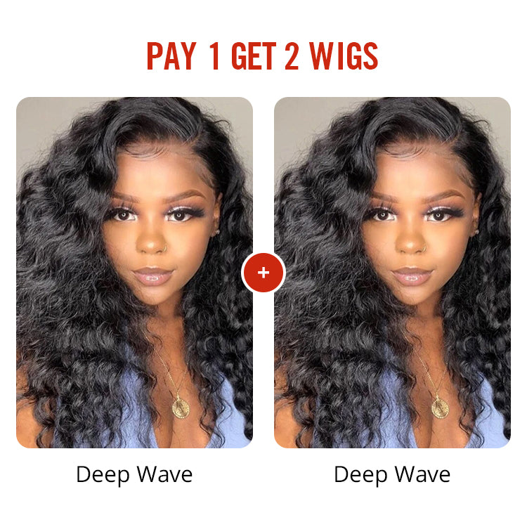 Pay 1 Get 2 Wigs, 4x4 closure wig human unprocessed hair 150%, 200% density