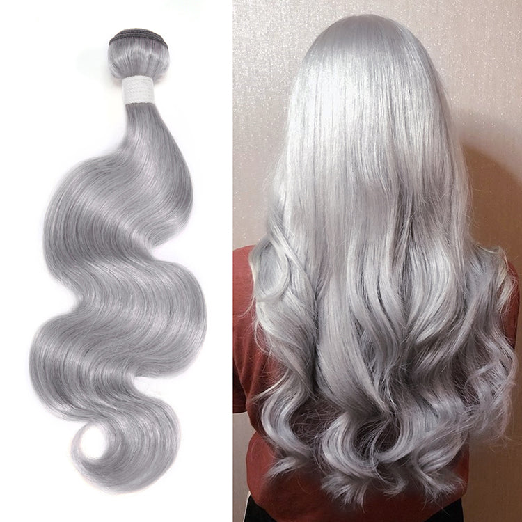 Silver Color Body Wave Virgin Hair Extension Bundle Deal