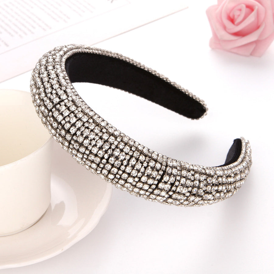 Baroque Full Crystal Hair Bands For Women Lady Luxury Shiny Padded Diamond Headband