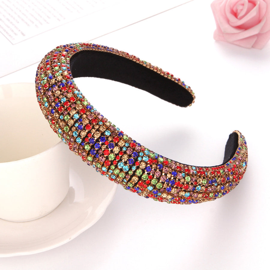 Baroque Full Crystal Hair Bands For Women Lady Luxury Shiny Padded Diamond Headband