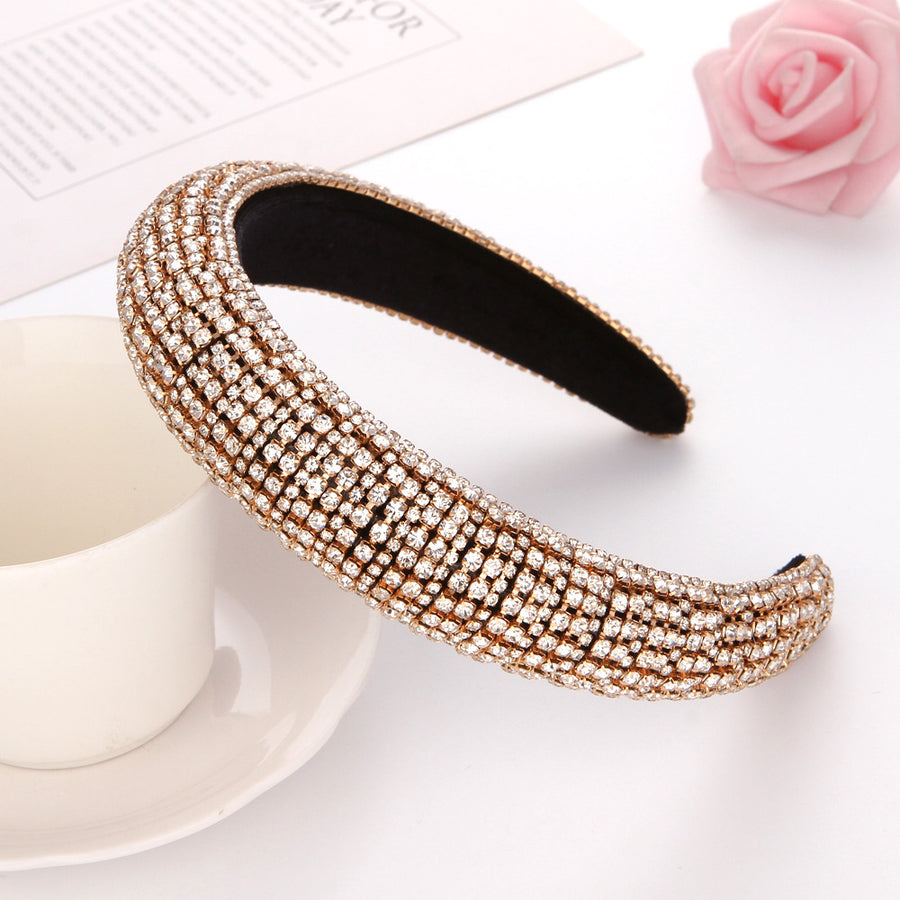 Baroque Full Crystal Hair Bands For Women Lady Luxury Shiny Padded Diamond Headband