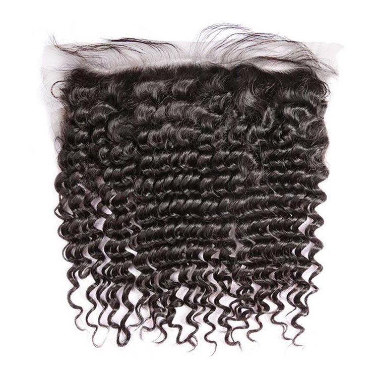 CEXXY Hair Transparent 13*4 Lace Frontal Brazilian Hair Deep Wave