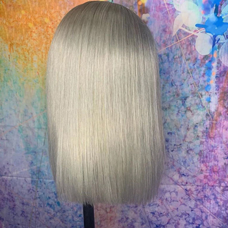 Grey Colored Hair Short Bob Wig  Human Hair Wigs Pre-Plucked Hairline