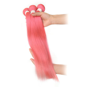 Pink Colored Hair Straight Extension Bundle Deal Cexxy Virgin Hair