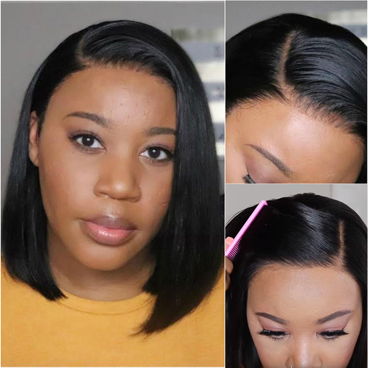 Straight Bob Wig Short Human Hair Wigs 150% 200% Density - cexxyhair.com