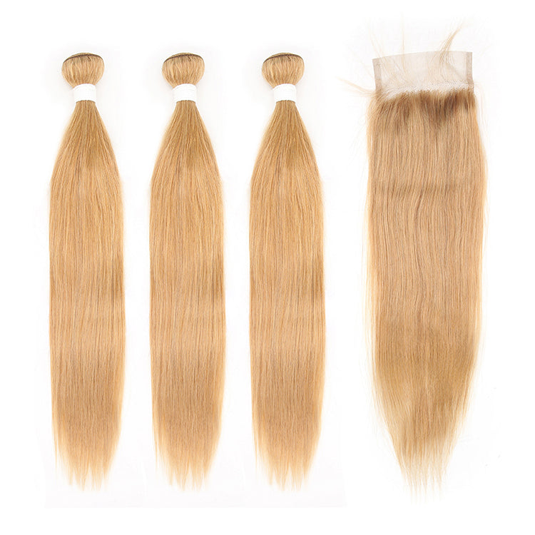#27 Color Straight Virgin Hair Extension Bundle Deal