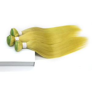 Cexxy Virgin Hair Green Colored Hair Extension Straight Bundle Deal