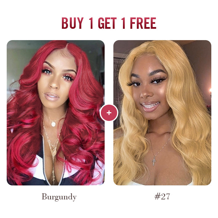 BOGO Sale, 4*4 Closure Wig Body Wave Colored Wig 180%