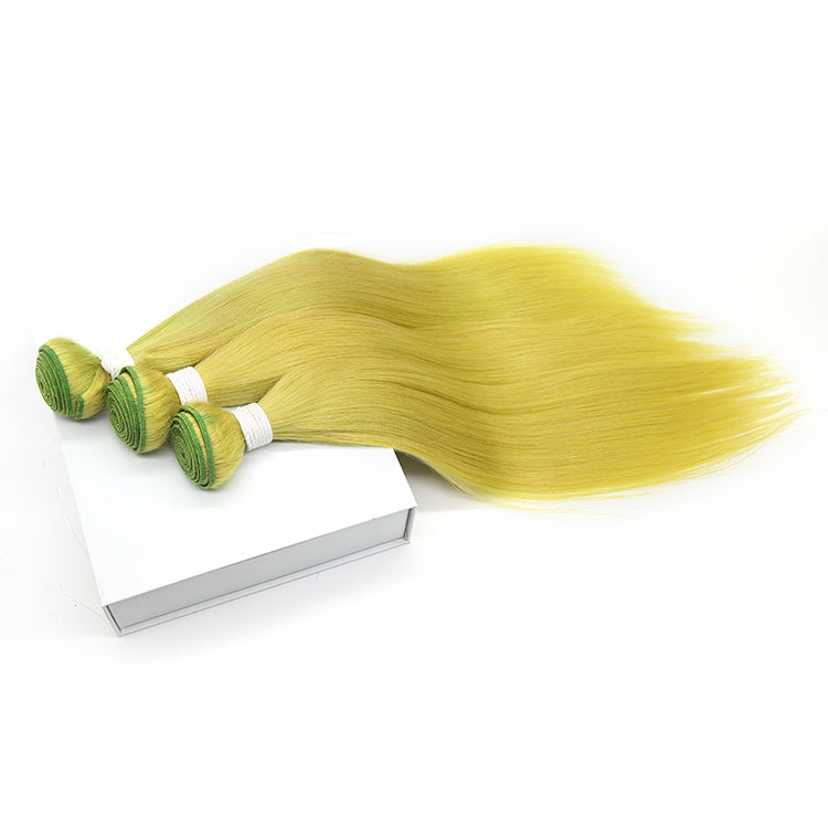 Cexxy Virgin Hair Green Colored Hair Extension Straight Bundle Deal