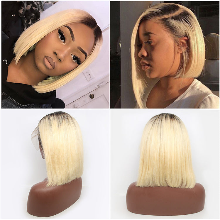 1B 613 Blonde Bob Wig Short Human Hair Wigs 150% 200% Density - cexxyhair.com