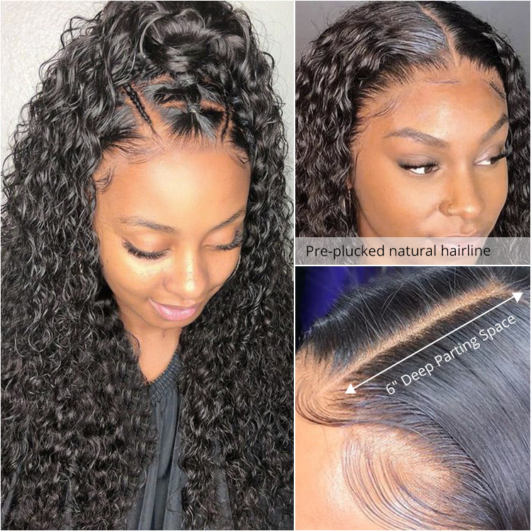 Curly Deep Wave 13x6 Lace Front Wig Virgin Hair Glueless Pre-plucked Hairline Upgraded 2.0