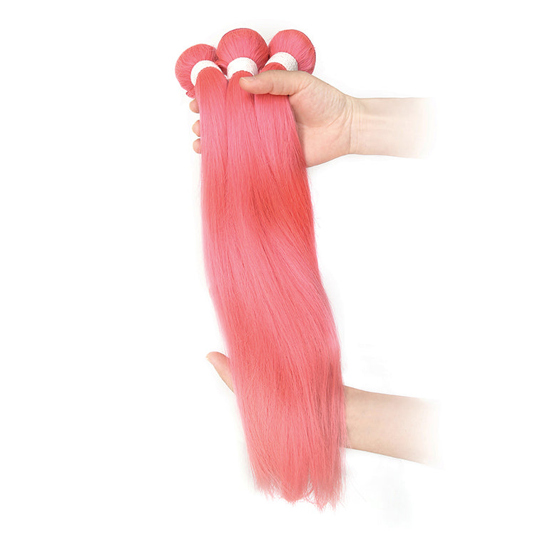 Pink Colored Hair Straight Extension Bundle Deal Cexxy Virgin Hair