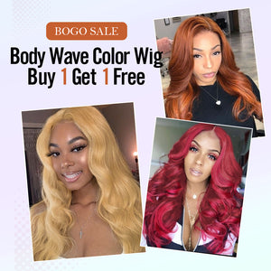 BOGO Sale, 4*4 Closure Wig Body Wave Colored Wig 180%
