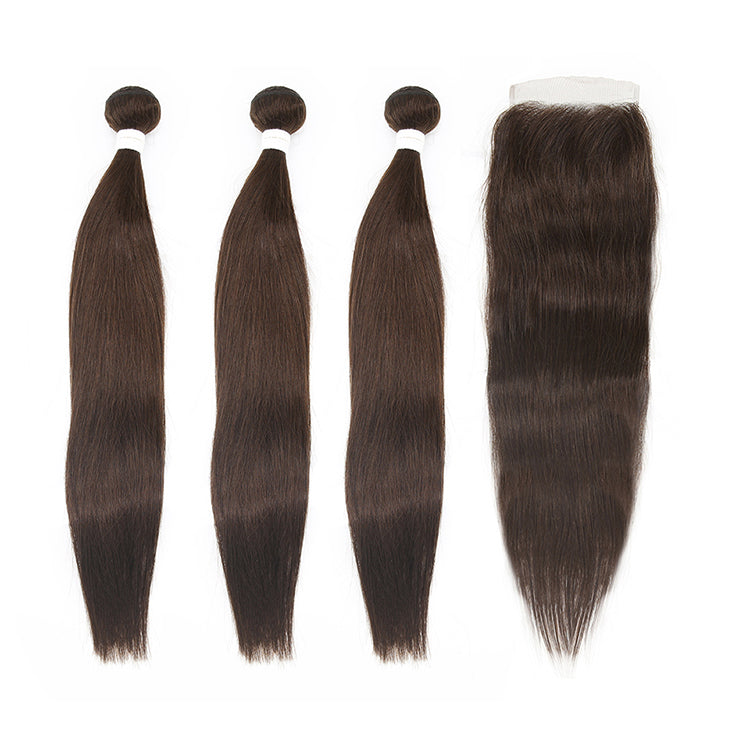 CEXXY VIRGIN HAIR #4 COLORED HAIR EXTENSION STRAIGHT BUNDLE DEAL