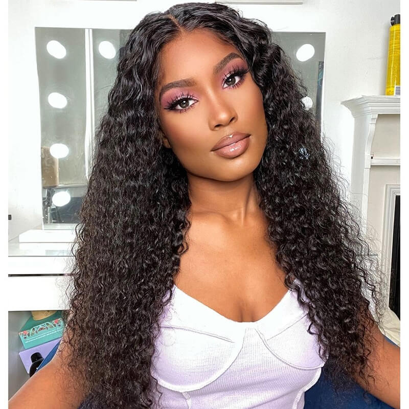 Curly Deep Wave 6*6 Lace Closure Wig Pre-plucked Brazilian Human Hair Lace Wig