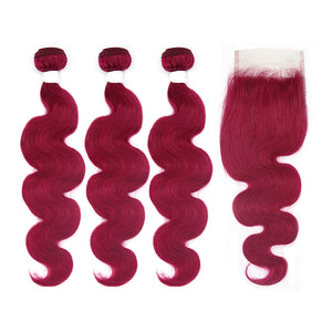 Burgundy Colored Body Wave Virgin Hair Extension Bundle Deal