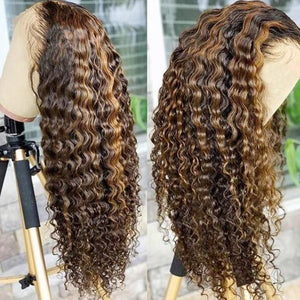 Hot Selling 4/27 Highlight Color Deep Curly 13x4 4x4 Lace Wig Pre-plucked Hairline