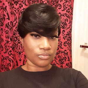 Pixie Cut Wigs Short Bob Brazilian Natural Black Human Hair Wigs T Part Lace Wig