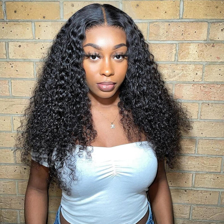 Curly Deep Wave 4x4 Closure Wigs 150% 200% Human Hair