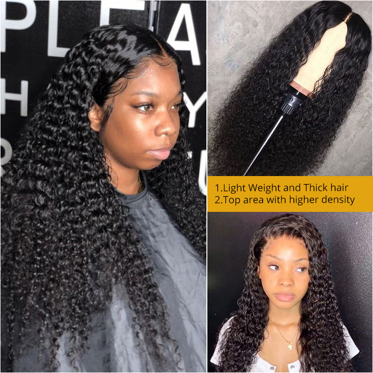 Curly Deep Wave 13x6 Lace Front Wig Virgin Hair Glueless Pre-plucked Hairline Upgraded 2.0