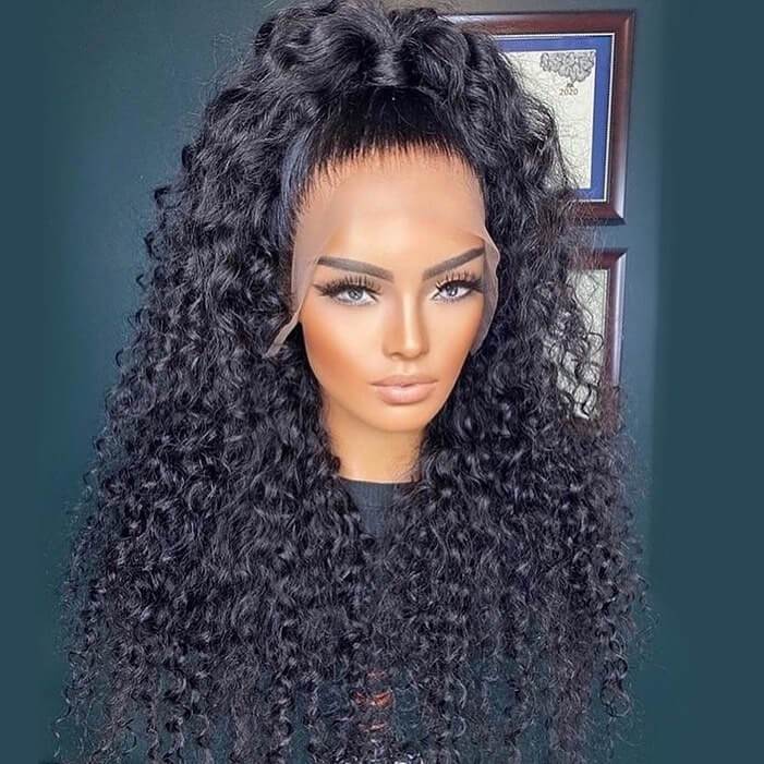 Curly Deep Wave 13x6 Lace Front Wig Virgin Hair Glueless Pre-plucked Hairline Upgraded 2.0