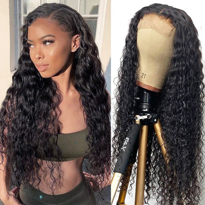 Cexxy Hair Deep Wave 4X4 Fake Scalp Wig Virgin Hair Invisible Knot Lace Closure Wig