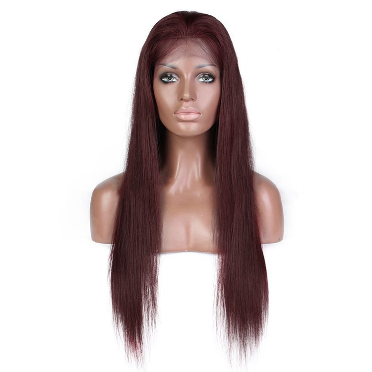 99J Colored 13x4 lace frontal Straight Human Hair Lace Wig 180% Density