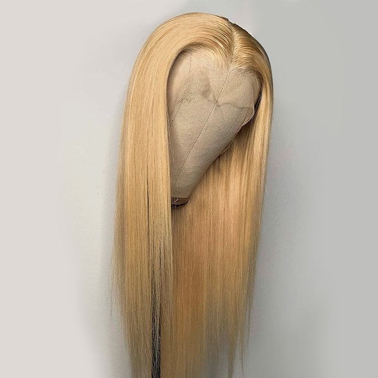 #27 Blonde Colored Straight Human Hair Lace Wig 180% Density