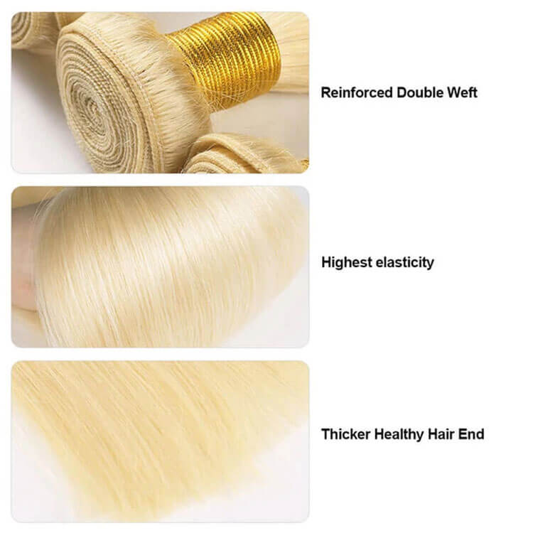 613 Blonde Straight Long Hair Series Virgin Hair Bundle Deal Cexxy Hair