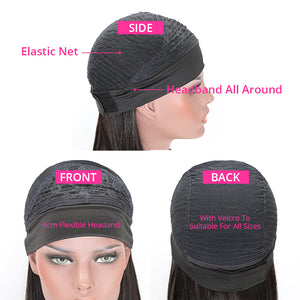 Highlight #4 Color Headband Wig Human Hair Half Wig 180% Density Straight Glueless
