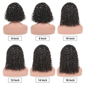 180% DENSITY CURLY BOB WIG 4*4 CLOSURE SHORT WIGS PRE-PLUCKED HAIRLINE