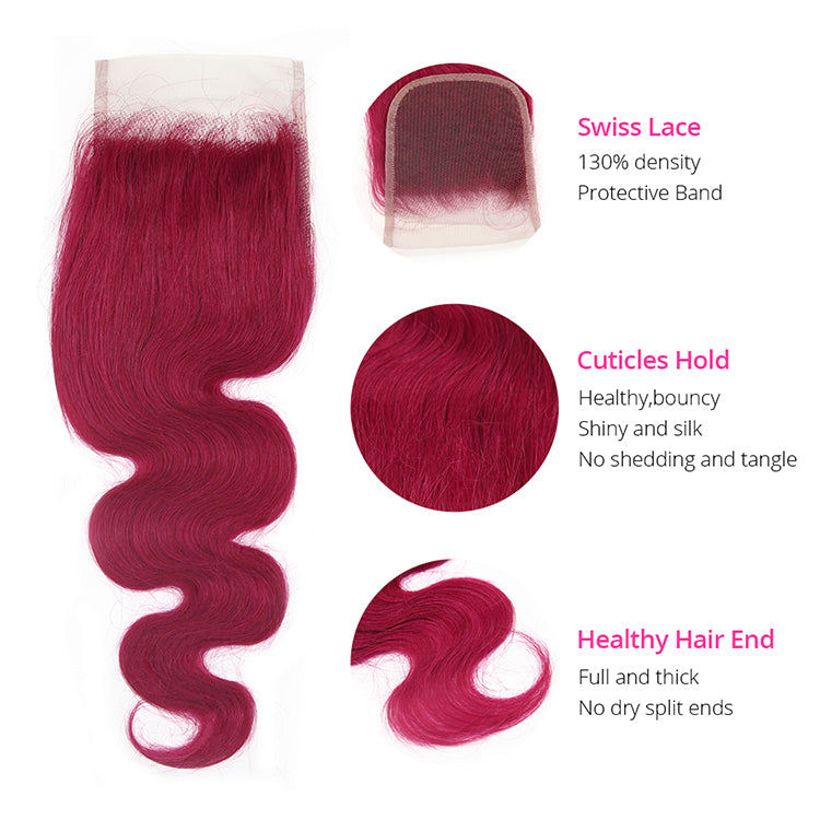 Burgundy Colored Body Wave Virgin Hair Extension Bundle Deal