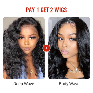 Pay 1 Get 2 Wigs, 9A 13x4 lace front wig virgin hair