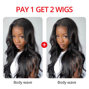 Pay 1 Get 2 Wigs, 4x4 closure fake scalp wig human unprocessed hair 150%, 200% density