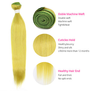 Cexxy Virgin Hair Green Colored Hair Extension Straight Bundle Deal