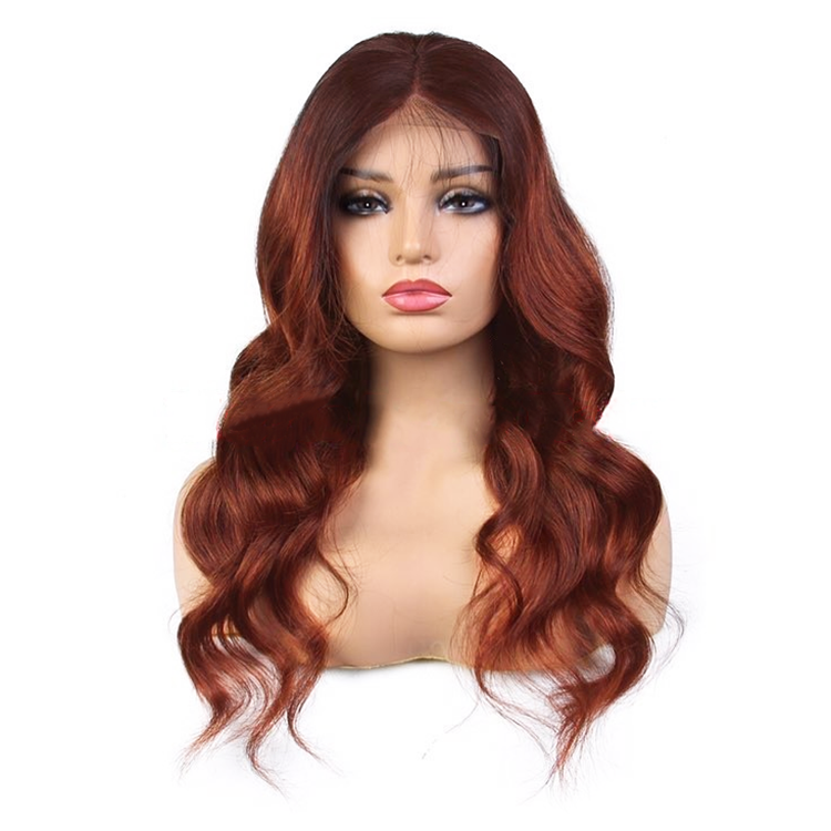 #33 Colored Body Wave Human Hair Lace Wig 180% Density