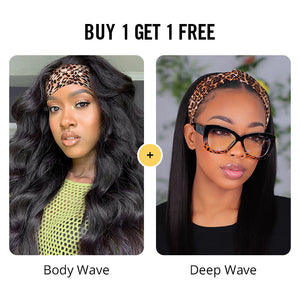 Pay 1 Get 2 Wigs, Headband Wig 180% Density Glueless Human Hair
