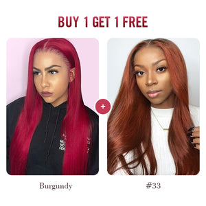 BOGO Sale, 4*4 Closure Wig, Straight Colored Wig 180%